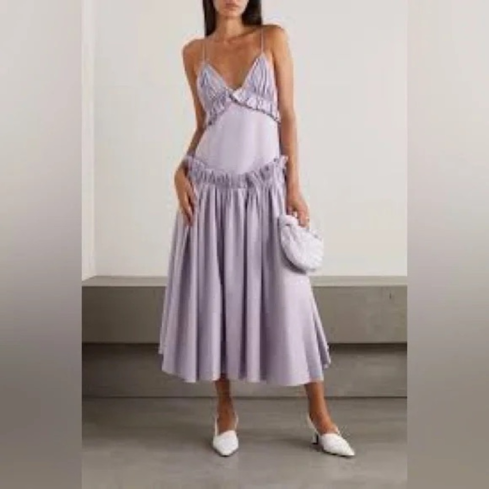 NWT KHAITE Andrina Lavender cotton twill slip dress 
Size S